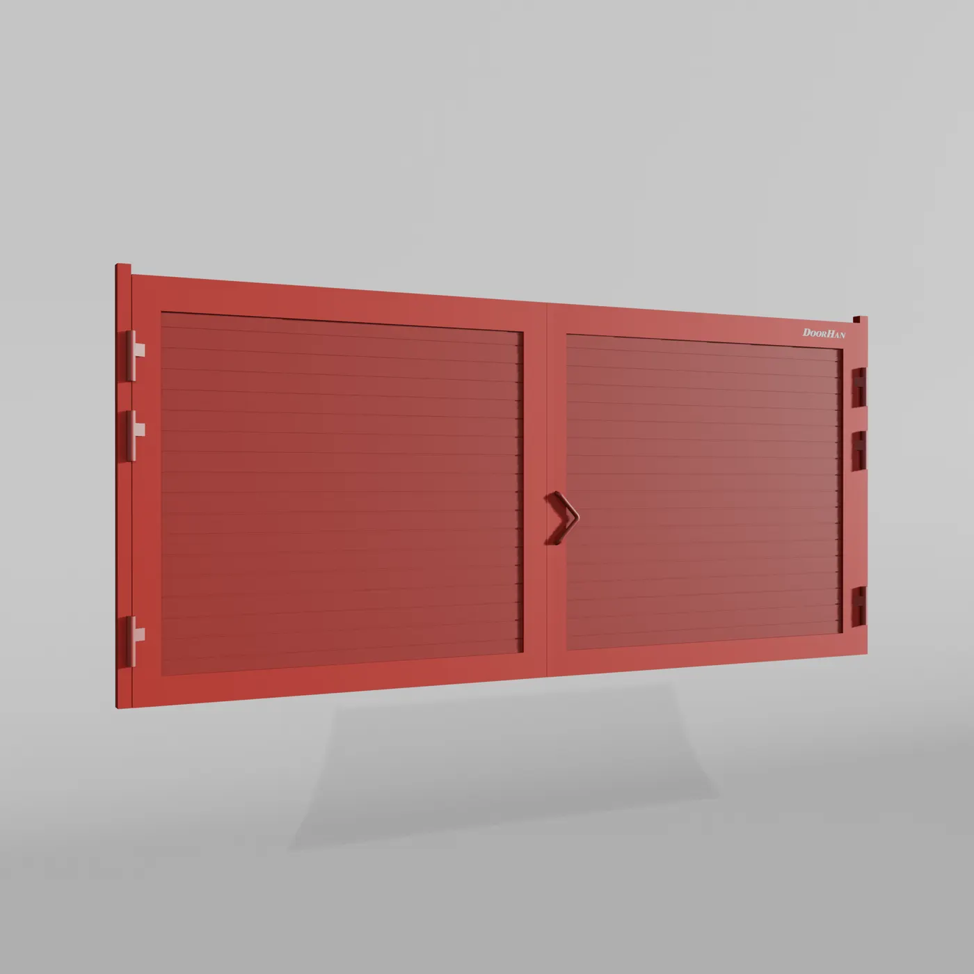 Распашные ворота DoorHan 2000х1700 цвета RAL 3000 (красный) с дизайном «доска» с автоматикой