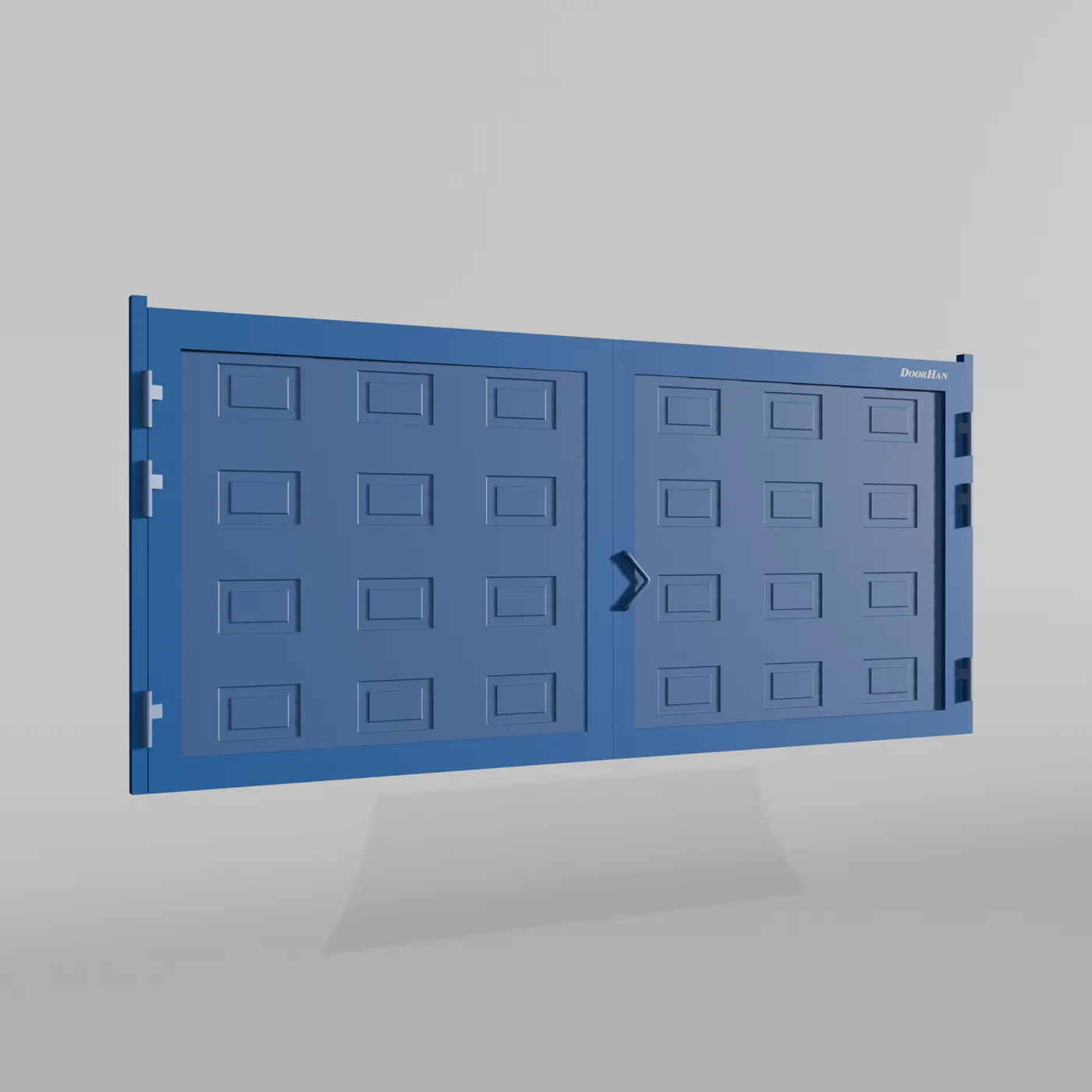 Распашные ворота DoorHan 2600х1200 цвета RAL 5005 (синий) с дизайном «филенка» с автоматикой